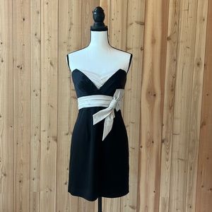 BCBG Maxazria Black and White Strapless Dress US6